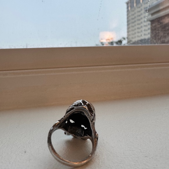 Antique Sterling Silver Art Nouveau Floral Perfume‎ Ring – Size 6.75 - Picture 9 of 12